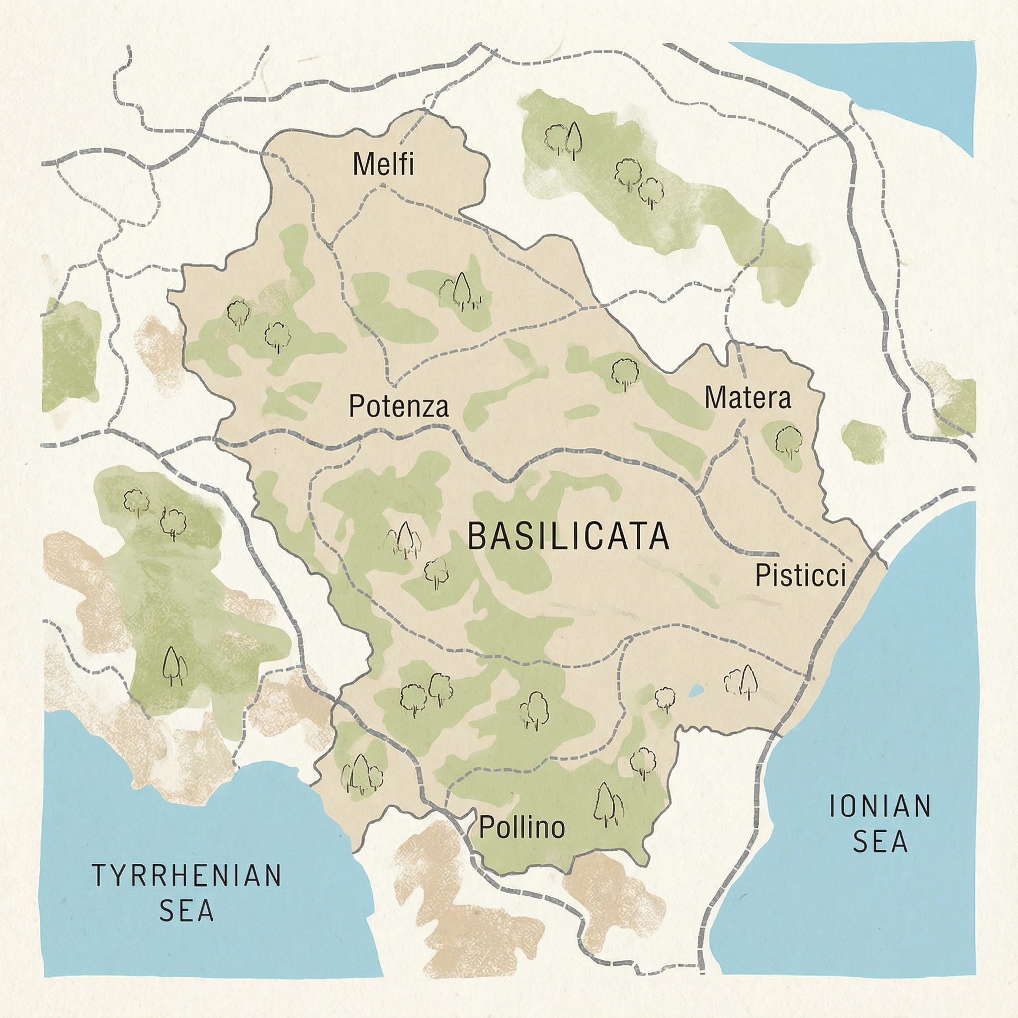 Map of Basilicata region